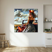 Vrouw Naast Vintage Auto