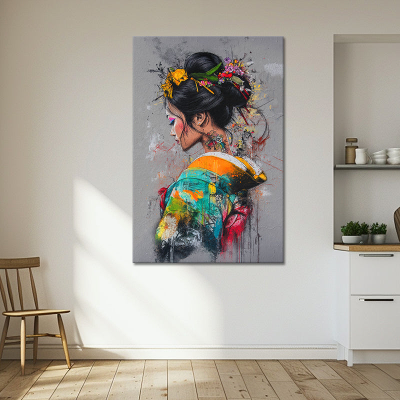 Japanische Geisha-Graffiti-Kunst