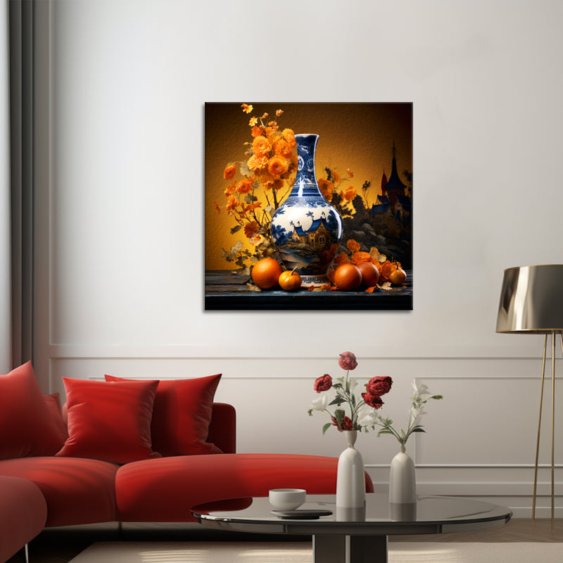 Vase mit orangen Blumen