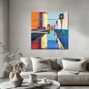 Stad abstract schilderij