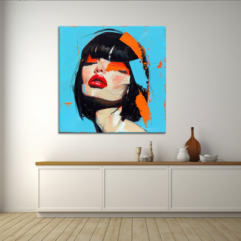 Gezicht vrouw schilderij