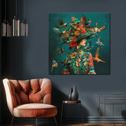Art vrouw met vogels