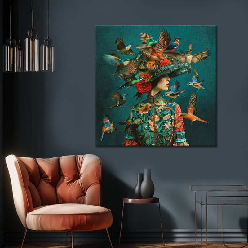 Art vrouw met vogels