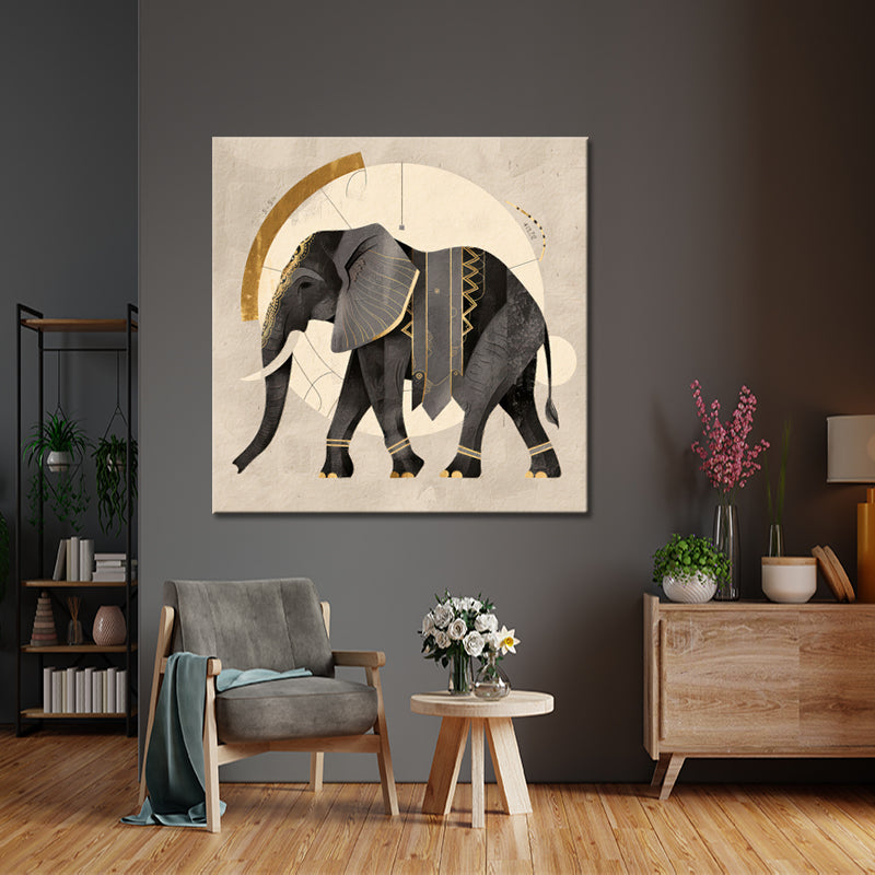 Schilderij Olifant in sepia