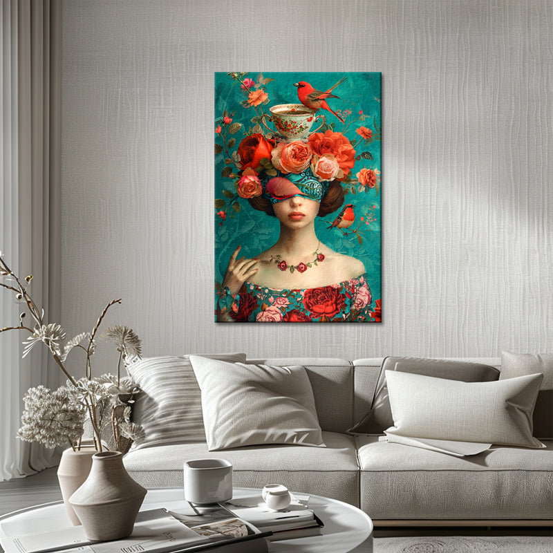 Kunstfrau mit Blumen