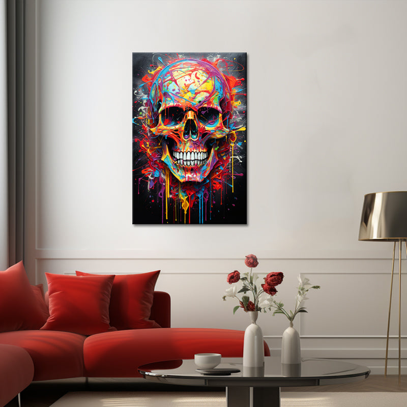 Gekleurde schedel schilderij