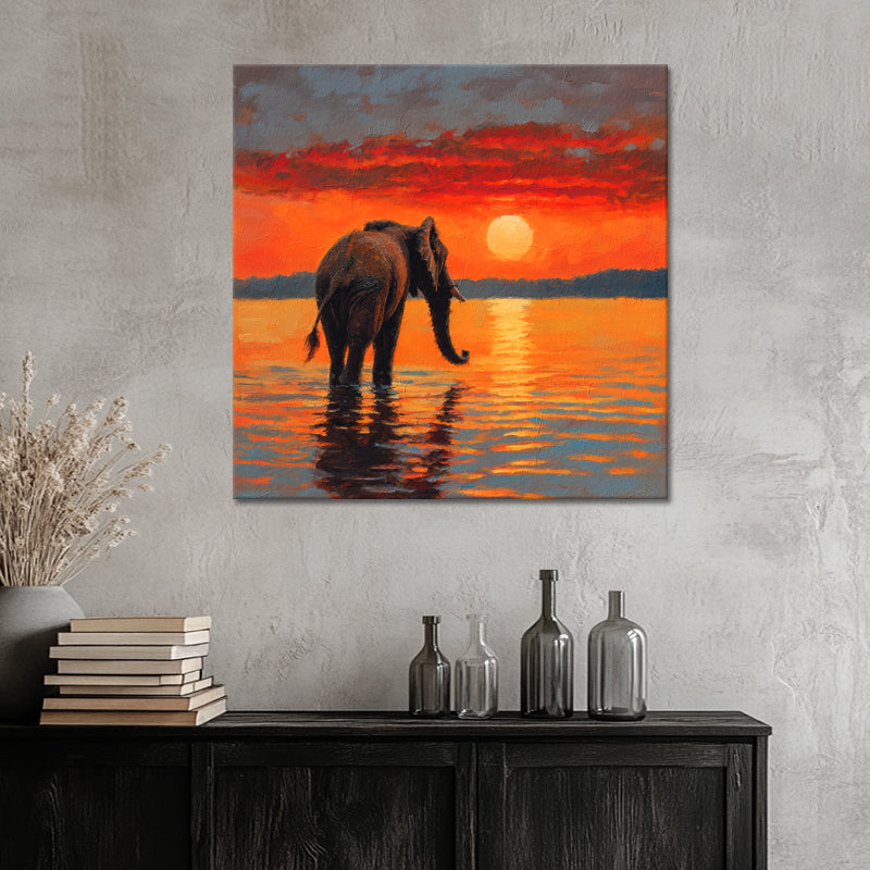 Elefant bei Sonnenuntergang