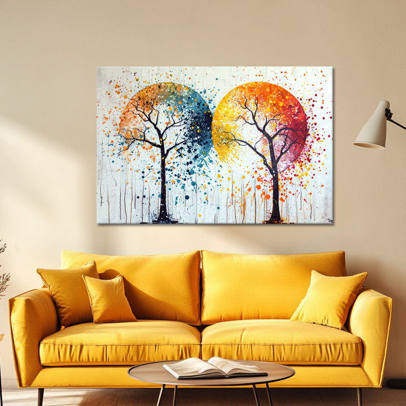Twee bomen Art schilderij