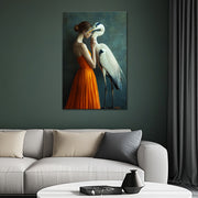 Vrouw met reiger kunst