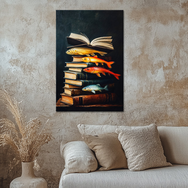 Bücher und Fischen