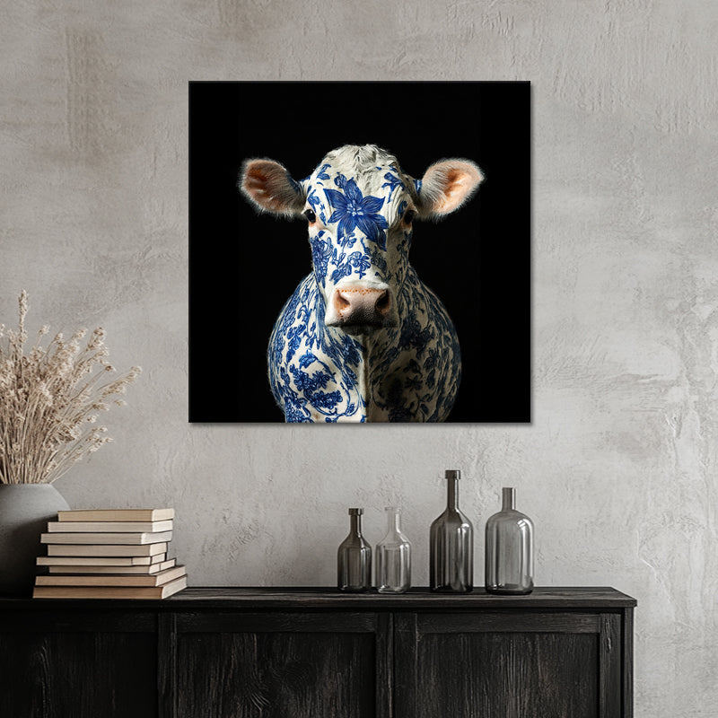 Koe in delfts blauw schilderij
