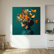 Frau mit Schmetterlingen Kunst