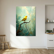 Gele vogel schilderij