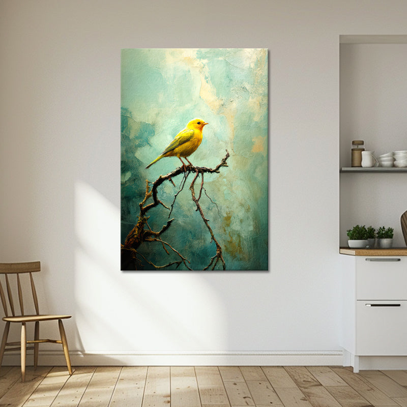 Gele vogel schilderij