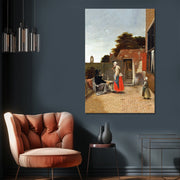 man en een drinkende vrouw - Pieter de Hoochc