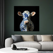Koe in delfts blauw schilderij