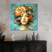 Vrouw met vissen schilderij III