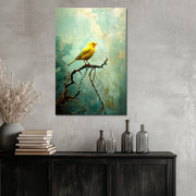Gele vogel schilderij