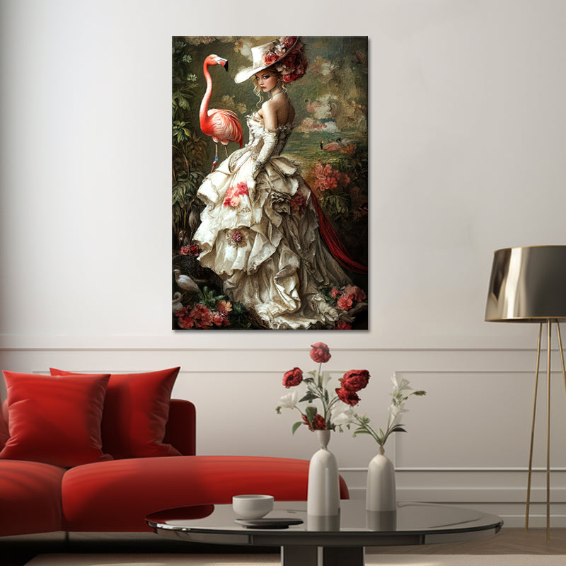 Schöne Frau mit Flamingo