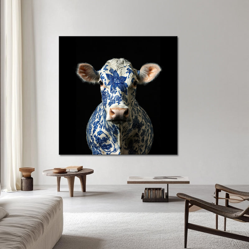 Koe in delfts blauw schilderij