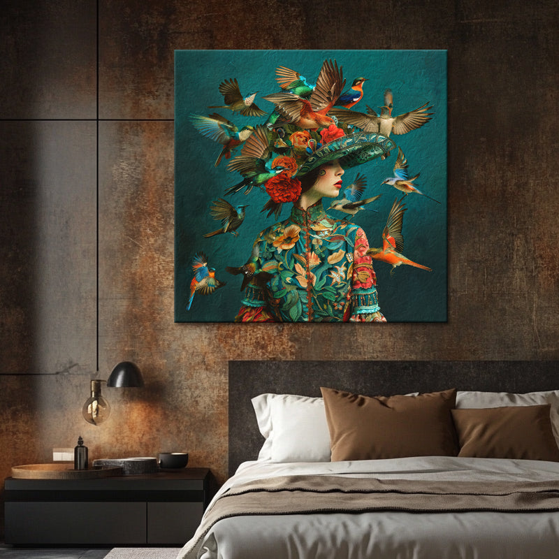 Art vrouw met vogels