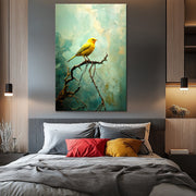 Gele vogel schilderij