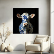 Koe in delfts blauw schilderij