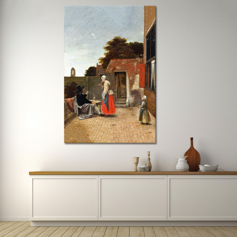 man en een drinkende vrouw - Pieter de Hoochc