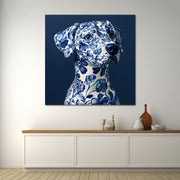 Hund in Delfter Blau