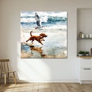 Hond en zeemeeuw