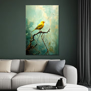 Gele vogel schilderij