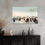 IJsvermaak bij een stad - Hendrick Avercamp
