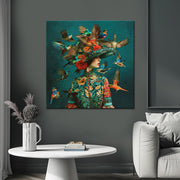 Art vrouw met vogels