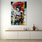Graffiti asiatische Frau im Kimono