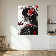 Japanische Frau mit Blumen