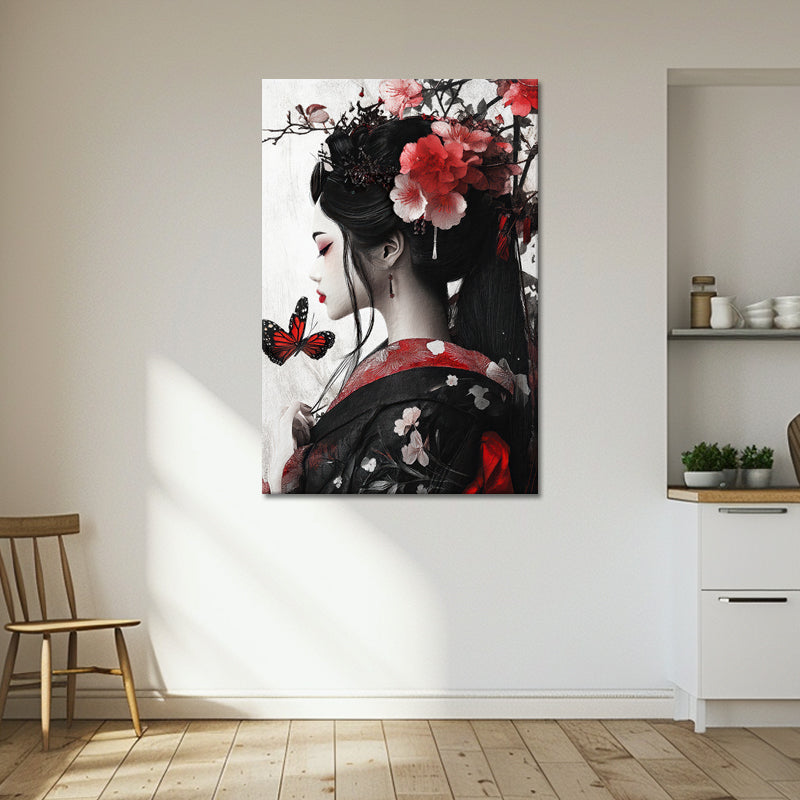 Japanische Frau mit Blumen