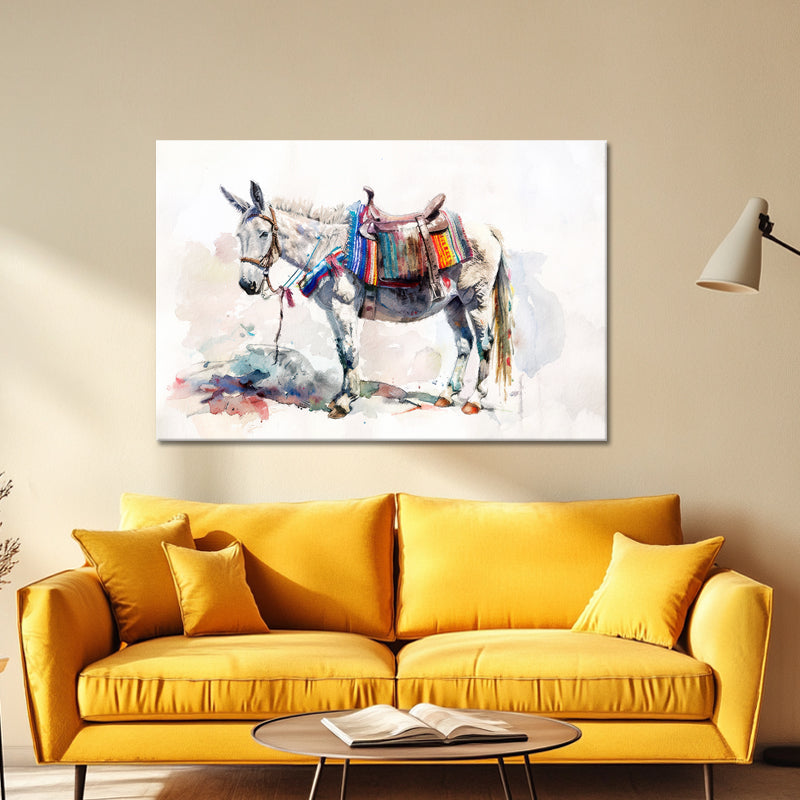 Aquarel Schilderij Ezel