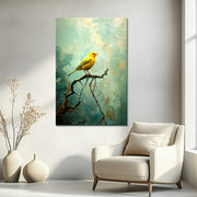Gele vogel schilderij