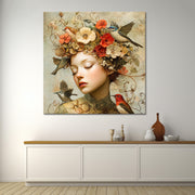 Vrouw met vintage bloemen II