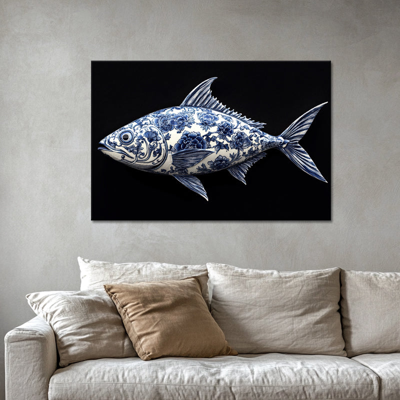 Fisch im Delfter-Blau-Stil