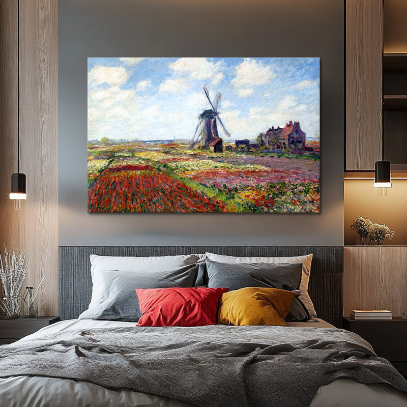 Fields of Tulip With The Rijnsburg Windmill - Monet