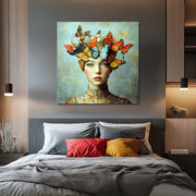 Vrouw gezicht met vlinders II