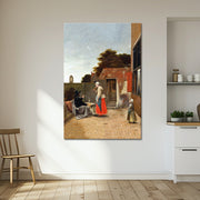 man en een drinkende vrouw - Pieter de Hoochc