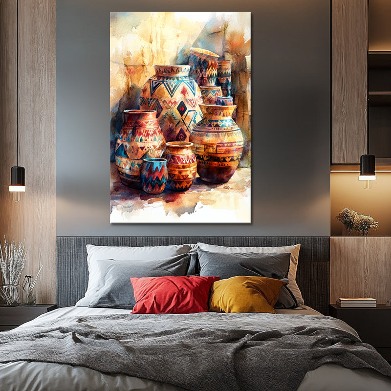 Aquarel schilderij Pueblo potten