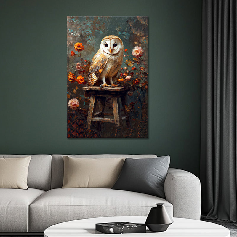 Vintage Uil schilderij
