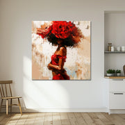 Vrouw met rode bloemen