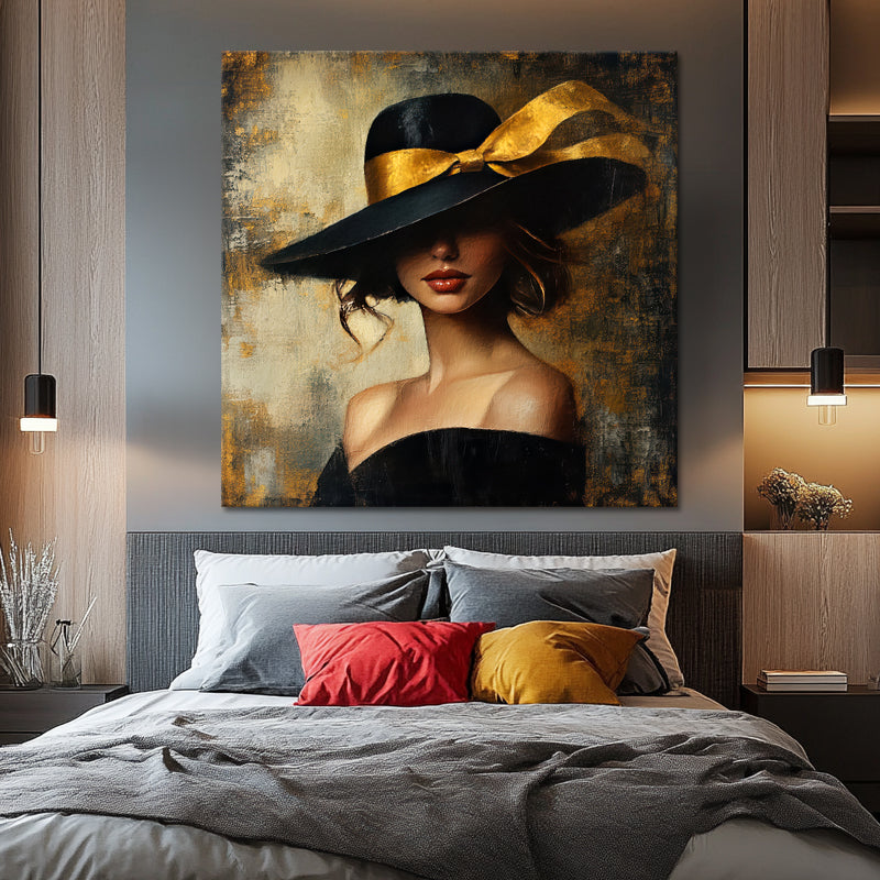 Frau mit Hut - Gold