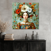 Vrouw met vintage bloemen