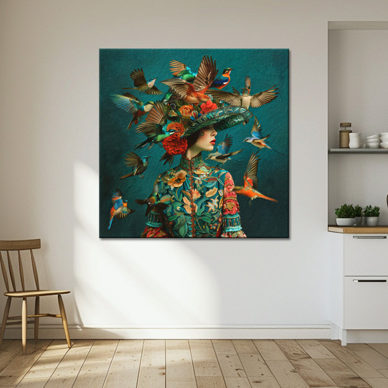 Art vrouw met vogels