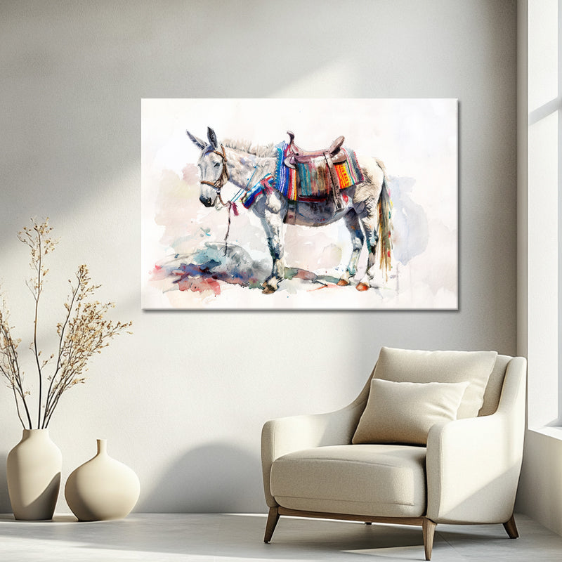 Aquarel Schilderij Ezel